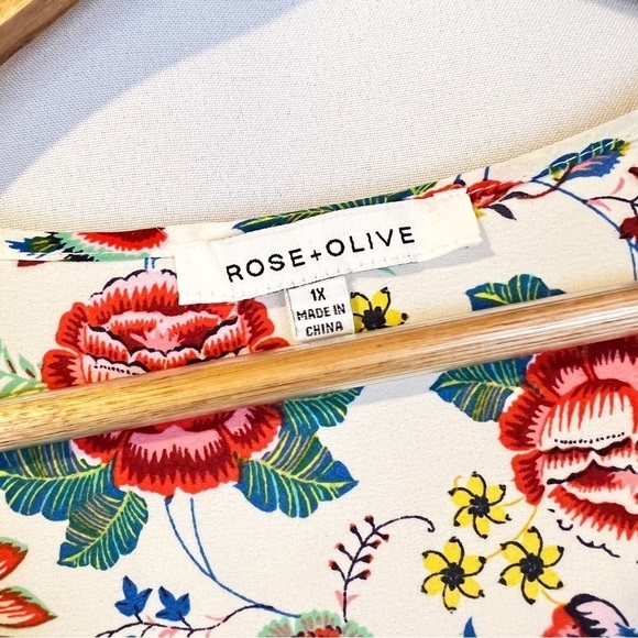 Rose &‎ Olive Colorful Floral V-Neck Tunic Blouse Top - Picture 3 of 5